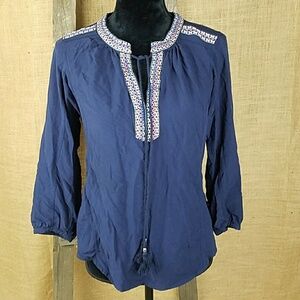 Daniel Rainn women S 3/4 sleeve blouse V-Neck blue